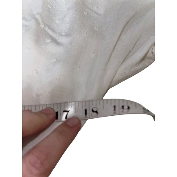 Lush Womens Mini Dress Size Medium White Swiss Dot Crochet Inset Loop Trim - Picture 4 of 9